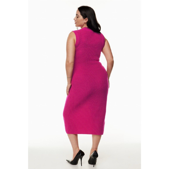 Babaton Aesthetica Wool Mock Neck Midi Dress S Pink Barbie Office Holiday Party - Picture 2 of 10